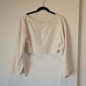 12th Tribe Cropped Linen Top in Cream XS